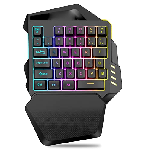 VBESTLIFE Einhand-RGB-Gaming-Tastatur, Typ C 2,4 G Wireless 35 Tasten Einhand-Tastatur, Gaming-Tastatur, für PC-Gamer von VBESTLIFE