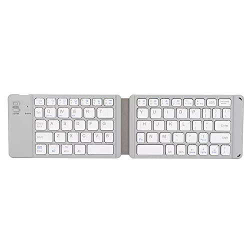 VBESTLIFE Faltbare Drahtlose Tastatur, Tragbare Faltbare Tastatur, Wiederaufladbare Lange Standby-Reisetastatur Im Taschenformat für Smartphone-Tablet-Laptop, Büro-Outdoor-Tastatur(Weiß) von VBESTLIFE