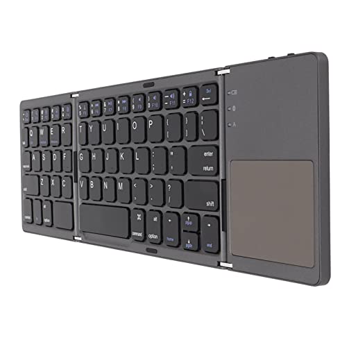 VBESTLIFE Faltbare Kabellose Tastatur mit Touchpad, 63 Tasten, Tragbare Touchpad-Tastatur, USB-Aufladung, für Smartphone, Tablet, Laptop, Reisen(Dunkelgrau) von VBESTLIFE