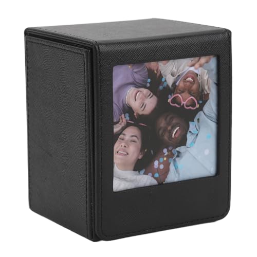 VBESTLIFE Foto-Aufbewahrungsbox, 3-Zoll-Foto-Aufbewahrungsbox, Bis zu 50 Blatt Fotos, PVC, Kunstleder-Aufbewahrungsbox, für 3-Zoll-Fotos oder Bankkarten, Briefmarken usw. (Black) von VBESTLIFE