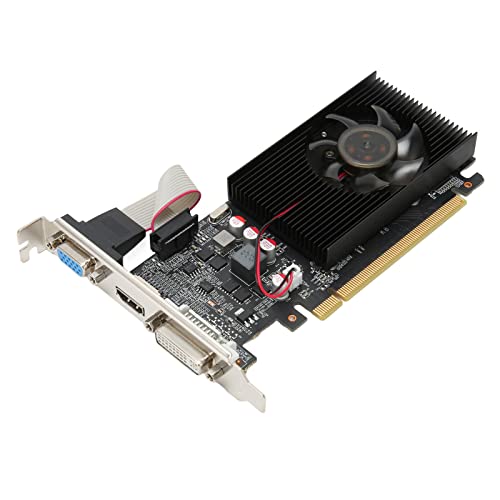 VBESTLIFE GT610 2G DDR3 64-Bit-Grafikkarte, Halbhohe PC-GPU mit Lüfter, PCI Express X16 2.0, für Office-Spiele und Multimedia von VBESTLIFE