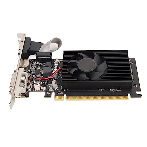 VBESTLIFE GT610-Grafikkarte, 2 GB DDR3 64-Bit-Gaming-Computer-Grafikkarte für Desktop-PC, mit DVI-, VGA-, HDMI-Schnittstelle, PCI Express 1.1x16, Einzelnem Lüfter von VBESTLIFE