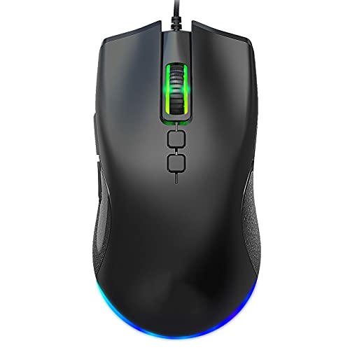 VBESTLIFE Gaming-Maus, Kabelgebundene Gaming-Maus mit RGB-Hintergrundbeleuchtung, 6400 DPI Einstellbar, PC-Gaming-Mäuse für Desktop und Notebook, 7 Tasten, Schwarz von VBESTLIFE