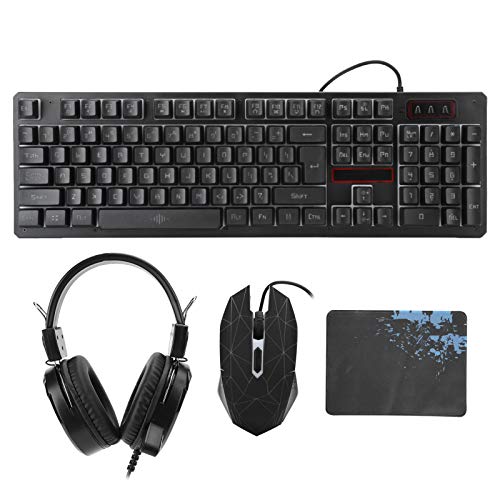 VBESTLIFE Gaming-Tastatur + Maus + Kopfhörer, kabelgebundenes Tastatur-Maus-Headset-Set mit RGB-Hintergrundbeleuchtung für Desktop- / Laptop-Computer(Schwarz) von VBESTLIFE
