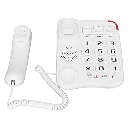 VBESTLIFE Großes Tastentelefon für Senioren, One-Touch-Wahl für Sehbehinderte, Schnurgebundenes Festnetztelefon mit Verstärktem Sound für Senioren, Hörgeschädigte von VBESTLIFE