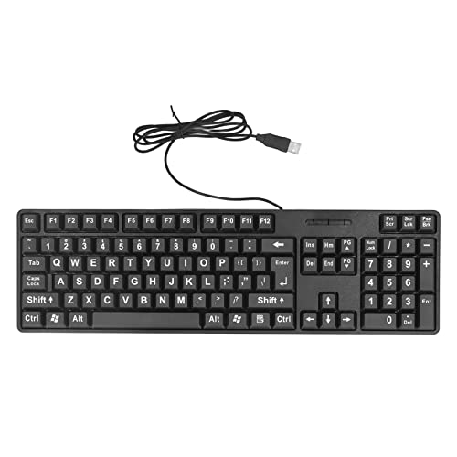 VBESTLIFE Großgedruckte Tastatur für ältere Menschen, 104 Tasten, Plug-and-Play-USB-Tastatur, Langlebige ABS-Tastatur mit Kabel, Geeignet für den Büro- oder Heimgebrauch von VBESTLIFE