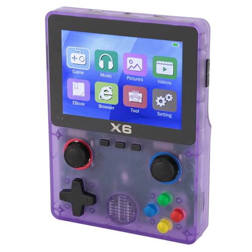 VBESTLIFE Handheld-Retro-Spielekonsole, Retro-Videokonsole für HD-Spiele, 3,5-Zoll-IPS-Bildschirm, 32 GB Speicher, Unterstützt 11 Simulatorspiele, 2000-mAh-Akku (Transparentes Lila) von VBESTLIFE