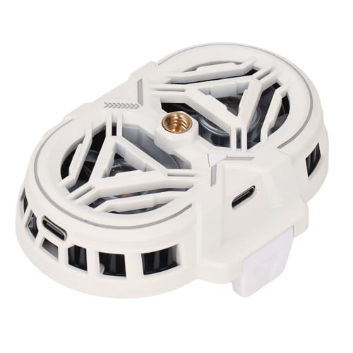 VBESTLIFE Handy-Kühler, RGB-Handy-Kühler mit Temperaturanzeige und 2 Typ-C-Anschlüssen, für 2,63–3,46 Zoll Große Handys, Dual-Core-Hochleistungs-Halbleiterkühlung (WHITE) von VBESTLIFE