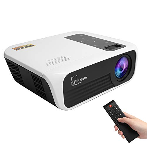 VBESTLIFE Haushaltsprojektor, Full HD 1080P Smart LED Home Media Video Player Theater, Kino, Fernsehen, zu Hause Schlafzimmer Büro Im Freien, für Handys, Tablets, Laptops(schwarz + weiß) von VBESTLIFE