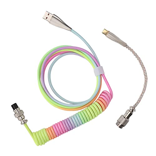 VBESTLIFE Kabel für Gaming-Tastatur, USB Typ C auf USB A, Leuchtendes RGB-Gaming-Tastaturkabel, Ersatz, Einziehbare Länge, Desktop-Dekoration (Typ 2) von VBESTLIFE