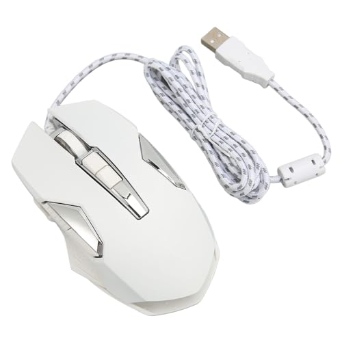 VBESTLIFE Kabelgebundene Gaming-Maus mit RGB-LED, Einstellbar 7200 DPI, Programmierbare Tasten, Ergonomisches Design, Plug-and-Play (White) von VBESTLIFE