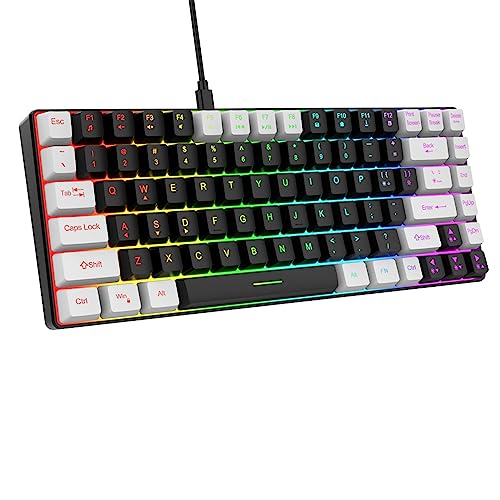 VBESTLIFE Kabelgebundene Gaming-Tastatur, 84 Tasten, RGB-Hintergrundbeleuchtung, Computertastatur, Typ C, Leise Tastatur mit Mechanischem Gefühl für Desktop-PC (Schwarz) von VBESTLIFE