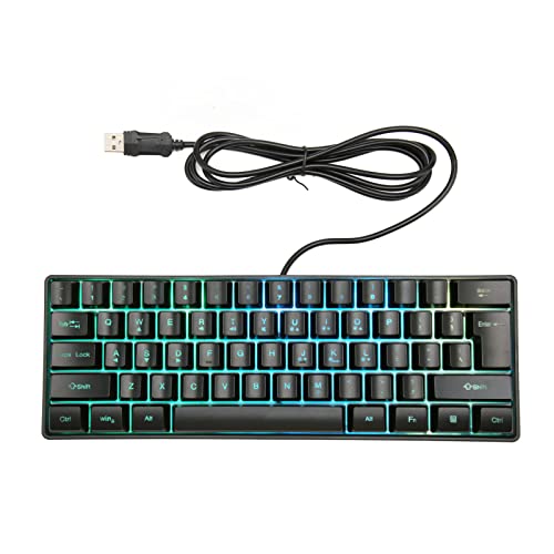 VBESTLIFE Kabelgebundene Mechanische Tastatur, Tragbare 61 Tasten, Ultradünne Kabelgebundene Gaming-Tastatur mit RGB-Hintergrundbeleuchtung für Desktop, Laptop-PC von VBESTLIFE