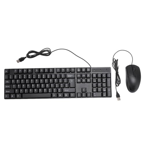 VBESTLIFE Kabelgebundene Tastatur und Maus-Kombination, 104 Tasten, Ergonomische USB-Tastatur und Maus in Voller Größe, Kabelgebundene, Kabelgebundene Tastatur für Laptop und Desktop-PC von VBESTLIFE