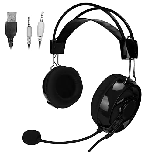 VBESTLIFE Kabelgebundenes Gaming-Headset für PUBG, Mehrfarbiger RGB-Kopfhörer mit Omnidirektionalem Mikrofon, Doppelten 3,5-mm-Steckern und USB-Steckern (Schwarz) von VBESTLIFE