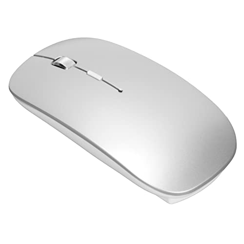 VBESTLIFE Kabellose Maus, Ultradünne Kabellose Stumm-Büromaus 2,4 GHz und Bluetooth 5.0 1000-1600 DPI Hochempfindliche Optische Tracking-Heimmäuse für Laptop(Silber glatt) von VBESTLIFE