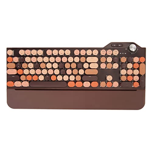 VBESTLIFE Kabellose Mechanische Tastatur mit LED-Hintergrundbeleuchtung, 3 Modi, Lautstärkeregler, Blaue Schalter, Hot-Swap-fähig, Lichtanpassung, Lange Akkulaufzeit (Kaffee) von VBESTLIFE