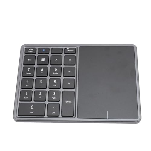 VBESTLIFE Kabellose Zifferntastatur, Bluetooth 4.2 und Kabellose 2,4 G-Dual-Modi-Zifferntastatur mit Touchpad, 22 Tasten, für Laptop, PC, Desktop (dunkelgrau) von VBESTLIFE