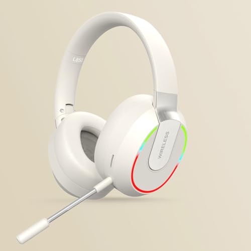 VBESTLIFE Kabelloses Bluetooth-Headset, Kabelloser Kopfhörer mit Geräuschunterdrückung, Abnehmbarem Mikrofon und Klarem Klang, für Gaming, Reisen, Arbeit, Handy (Beige) von VBESTLIFE