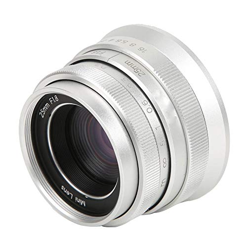 VBESTLIFE Kameraobjektiv, optische Glaslegierung Silber 25 mm/f1.8 Objektiv Langlebig Große Blende Manuelle Szenerie mit festem Fokus Humanistische Kameraobjektiv(für Sony E Mount) von VBESTLIFE