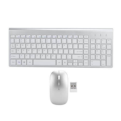 VBESTLIFE Kombination aus Kabelloser Tastatur und Optischer Maus,Weißes Minimalistisches Geräuschreduzierendes Tastatur- und Mausset mit Stummschaltung,für Laptop-PC-Computer-Desktop von VBESTLIFE