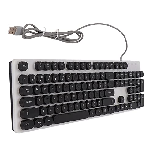 VBESTLIFE Mechanische Gaming-Tastatur, 104 Tasten, Runde Retro-Tastenkappe, USB-Kabel, Mechanische Tastatur, RGB-Atemlicht, Einstellbar, Plug-and-Play, für Spiele (Schwarz) von VBESTLIFE