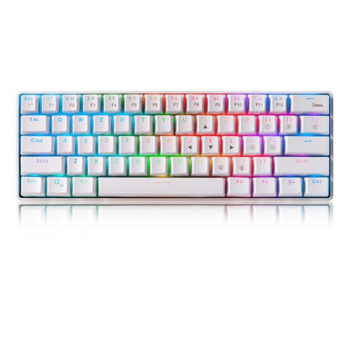 VBESTLIFE Mechanische Tastatur, Langlebig, 61 Tasten, 2,4 G, Typ C, Kabelgebunden, Dual-Modus, 1850 MAh, Ergonomische RGB-Gaming-Tastatur, mit Blauem Schalter, für Windows 2000 XP 7 8 von VBESTLIFE