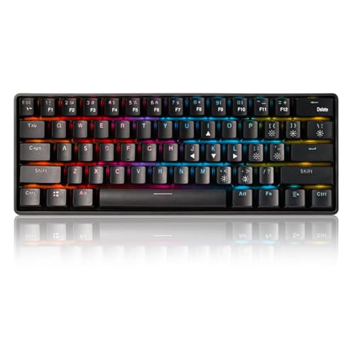 VBESTLIFE Mechanische Tastatur, Langlebig, 61 Tasten, 2,4 G, Typ C, Kabelgebunden, Dual-Modus, 1850 MAh, Ergonomische RGB-Gaming-Tastatur, mit Blauem Schalter, für Windows 2000 XP 7 8 von VBESTLIFE