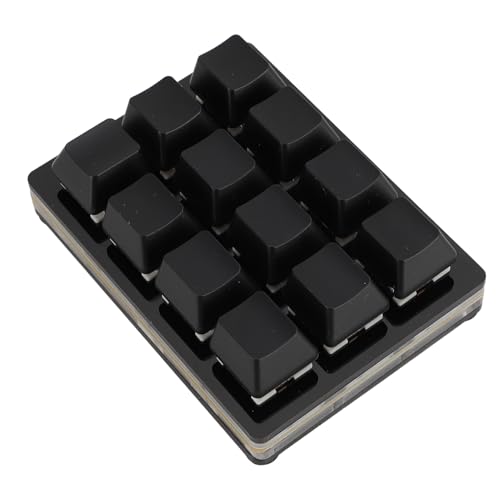 VBESTLIFE Mechanische Tastatur mit 12 Tasten, Tragbare, Einhändig Programmierbare Tasten, Rote Schalter, Hot-Swap, Typ-C-USB-Kabel, Universell für Computer (Black) von VBESTLIFE