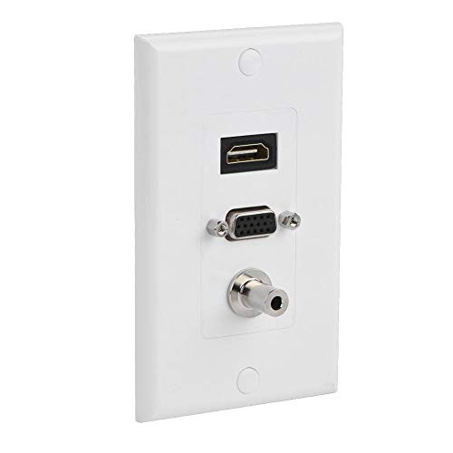 Multimedia-Wandplatten Steckdosenleiste, VBESTLIFE Composite-HDMI-VGA-DC-3,5-mm-Buchse, AV-3-in-1-Audio-Video-Adapter-Konverter Buchse Anschlussstecker-Anschluss von VBESTLIFE