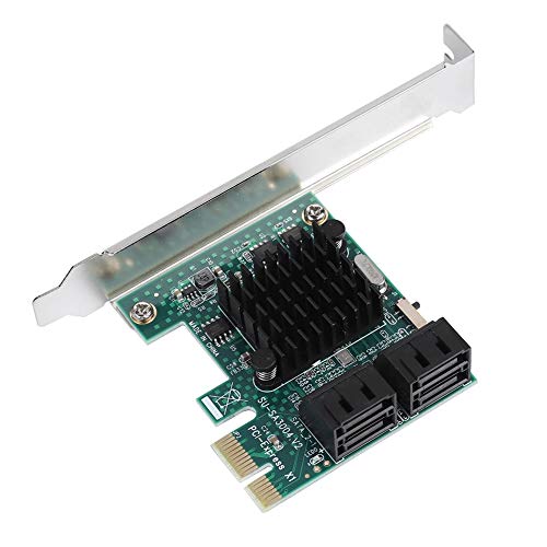 VBESTLIFE PCI-E zu SATA 3.0-Erweiterungskarte, 4-Port Wireless-Express-Controller-Kartenadapter 6G mit Kühlkörper für Desktop-PC von VBESTLIFE