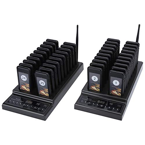 VBESTLIFE Pager, Wireless Calling System Gast-Paging-System, Call Coaster Pager für Restaurant/Klinik, 2 Sender + 40 Pager(EU-Stecker) von VBESTLIFE