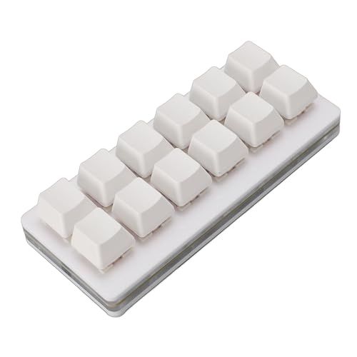 VBESTLIFE Programmierbare Gaming-Tastatur, 12 Tasten, Mechanische Gaming-Tastatur, Einhandtastatur, Typ C, Kabelgebundene Tastatur, Programmierbare und Hot-Swap-fähige Tastatur (White) von VBESTLIFE