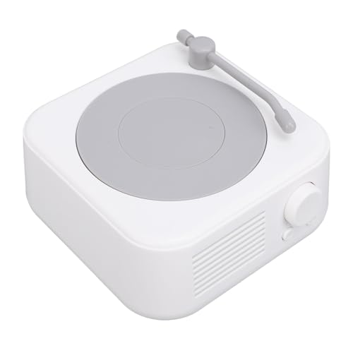 VBESTLIFE Retro-Lautsprecher, Tragbarer Gramophon-Lautsprecher mit Vintage-Dekor, FM-Radio-Modus, Wiederaufladbar, Batteriebetrieben, Unterstützt BT, Speicherkarte, AUX-Wiedergabe (Mondweiß) von VBESTLIFE