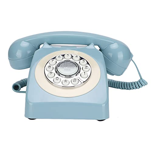 VBESTLIFE Retro Schnurgebundenes Heimtelefon, Klassisches Vintage Altes Kabelgebundenes Festnetztelefon, Großes Numerisches Tastaturdesign, für Büro-Café-Bar-Dekoration(Himmelblau) von VBESTLIFE