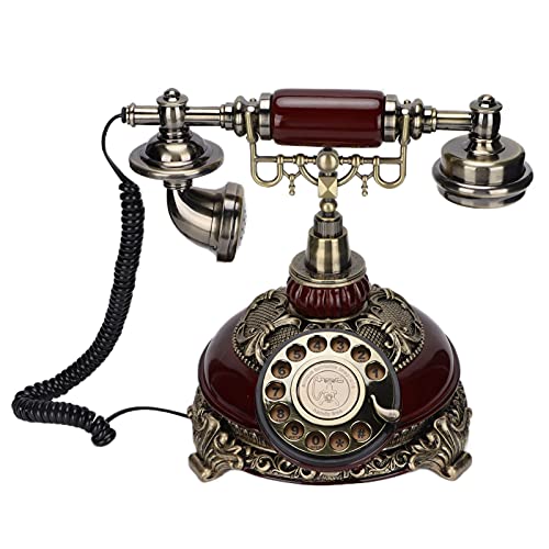 VBESTLIFE Royal Vintage Telefon, Antiker Desktop Drehbarer Wählhörer Schnurgebundene Festnetztelefonunterstützung Freisprecheinrichtung für Home Office Cafe Bar Dekoration von VBESTLIFE