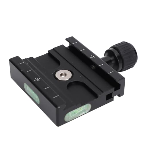 VBESTLIFE Schnellwechselplattenklemme, 60 Mm Arca Swiss Schnellwechselplatte, Aluminium-QR-Klemmadapter-Set mit 3/8 Zoll und 1/4 Zoll Gewinde, Integrierte Wasserwaage für DSLR-Kamerastativ von VBESTLIFE