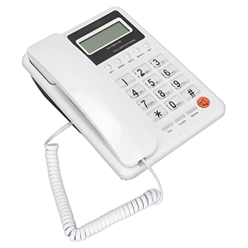 VBESTLIFE Schnurgebundenes Telefon, Extra Großes Display/Tasten, FSK DTMF, Kalender, Anrufer-ID, Wahlwiederholung, Klingelton Einstellbar, Rechner, Desktop-Festnetz für Home Hotel Office(Weiß) von VBESTLIFE