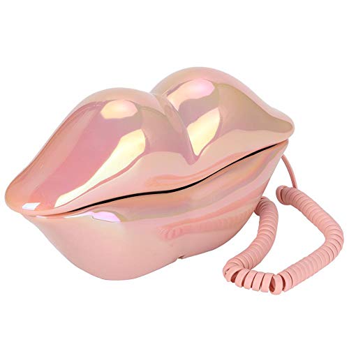 VBESTLIFE Schnurgebundenes Telefon, WX-3016 Mund Lips Shape Telefon Desktop Festnetztelefon mit klarem Ton und Nummernspeicherfunktion für Privatanwender, Büro(Rosa) von VBESTLIFE