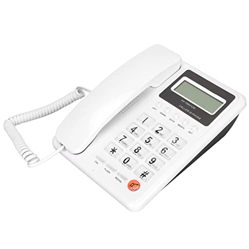 VBESTLIFE Schnurgebundenes Telefon, mit Anrufer-ID-Anzeige, FSK DTMF Dual System Office Home Hotel Wired Desktop Phone, Klassisches Retro-Festnetz, Große Taste, KX‑T8001CID(Weiß) von VBESTLIFE