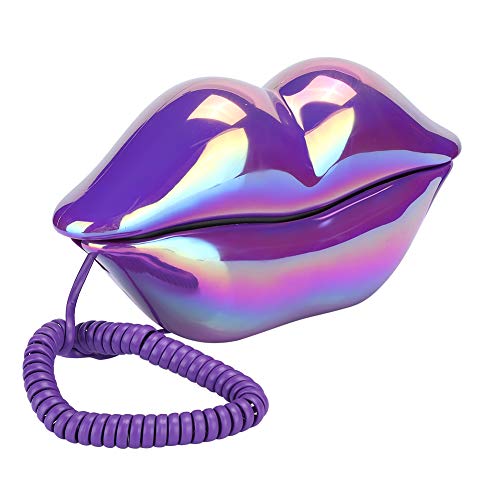 VBESTLIFE Schnurgebundenes Telefon, mundförmiges Lippen-Telefon Desktop-Festnetztelefon mit klarem Ton und Nummernspeicherfunktion für Zuhause, Büro (lila) von VBESTLIFE