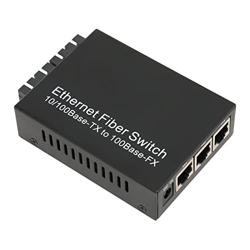 VBESTLIFE Singlemode-Dual-SC-Glasfaser-100-Mbit/s-Ethernet-Medienkonverter, 10/100Base-TX-zu-100Base-FX-Slot-Konverter-Transceiver, 1310 Nm, Bis zu 25 Km (EU-Stecker) von VBESTLIFE