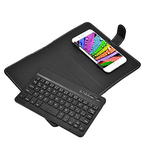 VBESTLIFE Smartphone Wireless Bluetooth Tastatur Flip Case Abdeckung mit Ständer, Universal für 4,5 '' - 6,8 '' Handy, für iOS/für Android/für Windows(schwarz) von VBESTLIFE