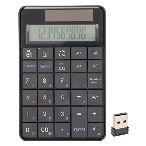 VBESTLIFE Taschenrechner Numpad, 29 Tasten 2 in 1 2,4 GHz Wireless USB Calculator Numeric Keypad mit Solarpanel, für Laptops, Banken, Schulen, Finanzbuchhaltung von VBESTLIFE
