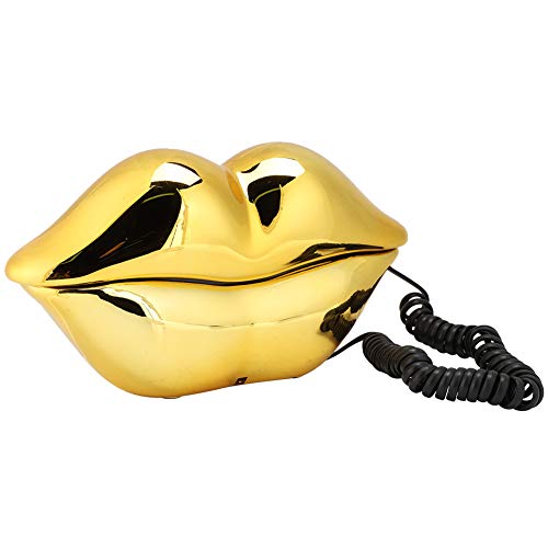 VBESTLIFE Tastentelefon, Niedliches Lippenform Telefon mit multifunktionalem Telefon,Tischtelefon für Zuhause/Klare Anrufe Interessant.(Gold) von VBESTLIFE