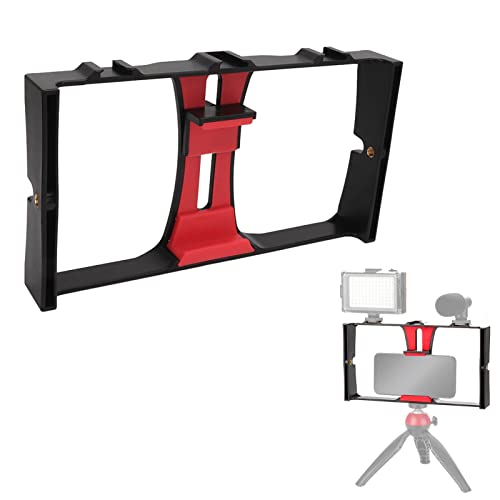 VBESTLIFE Telefon-Videokäfig, Tragbarer Stoßfester Smartphone-Videostabilisator, 1/4-Zoll-Schraube, Telefon-Vlogging-Film, Filmstabilisator, für Livestreaming-Vlog(Rot) von VBESTLIFE