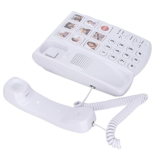 VBESTLIFE Telefon mit großen Tasten, austauschbare Bilder schnurgebundenes Telefon, vorgespeicherte Nummer, geeignet für ältere Menschen mit SEH- und Hörbehinderung von VBESTLIFE