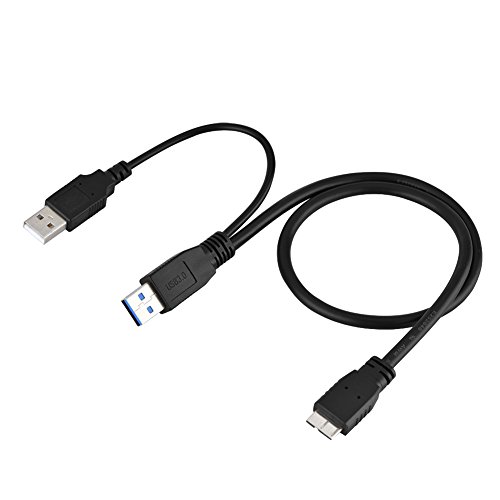 VBESTLIFE USB 3.0 A Stecker auf Micro-B Stecker + Stecker Netzteil Y Kabel für Mobile Festplatte HDD,Samsung ANMERKUNG 3,Samsung Galaxy S5,50cm von VBESTLIFE