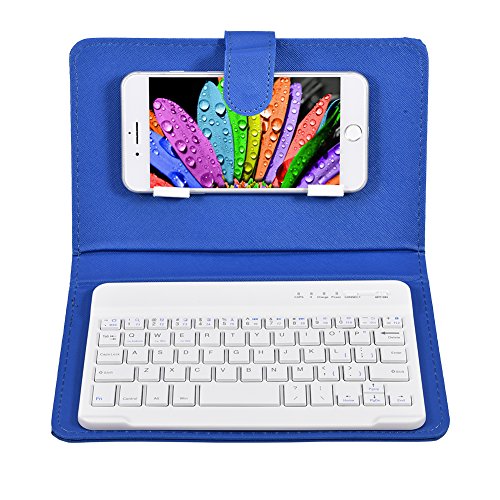 VBESTLIFE Universal Wireless Bluetooth Tastatur Flip Hülle mit Stand für iOS/Android Handys(blau) von VBESTLIFE