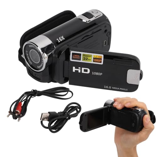 Videokamera Camcorder, HD 1080p Digitalkamera Rekorder 16 MP 2,7 Zoll 270 ° Rotation TFT 16x Digital Zoom Camcorder Kamera (Black) von VBESTLIFE